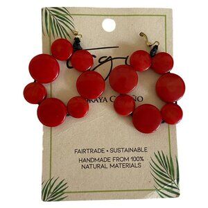 Tagua Drop Earrings by Soraya Cedeno Red NEW Handcrafted